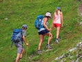 Mountaineers on the slopes of the Swiss mountains and in the Uri Alps massif, Innertkirchen - Canton of Bern, Switzerland