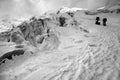 Mountaineers on snowy mountain Royalty Free Stock Photo