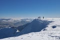 Mountaineers on snowy summit Royalty Free Stock Photo