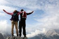 Mountaineers on top of a mountain Royalty Free Stock Photo