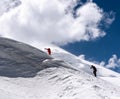 Mountaineers towards the peak of Mount Elbrus Royalty Free Stock Photo