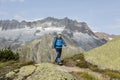 Mountaineers wander through the swiss alps