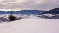 mountainous carpathian countryside winter landscape in morning light Royalty Free Stock Photo
