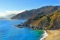 Mountainous coast of California at a viewpoint along the US1 Big Sur Coastal Highway. View of the Pacific ocoan with turquoise Royalty Free Stock Photo