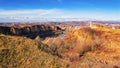 mountainous countryside landscape with quarry in autumn Royalty Free Stock Photo