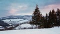 Mountainous countryside landscape in winter Royalty Free Stock Photo