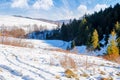 mountainous countryside landscape in winter Royalty Free Stock Photo