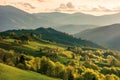 Mountainous countryside at sunset Royalty Free Stock Photo