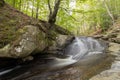 Mountainous green landscape of a river that crosses some rocks Royalty Free Stock Photo