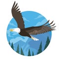 Mountainous landscape eagle vector illustration