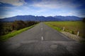 Mountainous landscape of the New Zealand alps with dramatic skies, during a motorhome trip Royalty Free Stock Photo