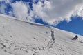 Winter mountain landscape. Snow at high altitude - Ciucas Mountains, landmark attraction in Romania Royalty Free Stock Photo