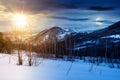 mountainous landscape on a winter solstice day Royalty Free Stock Photo