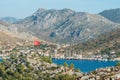 Mountainous Mediterranean coastline in Bozburun village near Marmaris resort town in Mugla province of Turkey