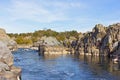 Recreational sport activities at a scenic river turns in Great Falls park, Virginia, USA. Royalty Free Stock Photo