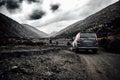 The mountainous road under construction in western Sichuan, China