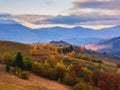 mountainous rural landscape at sunrise Royalty Free Stock Photo