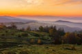 mountainous rural landscape at sunrise Royalty Free Stock Photo