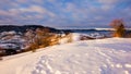 mountainous rural landscape in winter Royalty Free Stock Photo