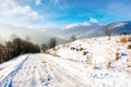 mountainous rural landscape in wintertime Royalty Free Stock Photo