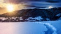 mountainous winter landscape in morning light Royalty Free Stock Photo