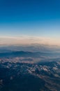 Mountains from a above in the sunset