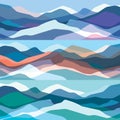 Color mountains set, translucent waves, abstract glass shapes, modern background, vector design Illustration for you project Royalty Free Stock Photo