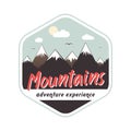 Mountains adventure badge. Vector illustration. Mountains view.