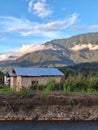 mountains in the afternoon, Bukit Barisan, Indonesia, bright clouds, dusk Royalty Free Stock Photo