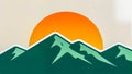 Mountains against the sun. Vector minimalism. Royalty Free Stock Photo