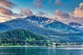 Mountains in Alaskan Wilderness with Cabins Royalty Free Stock Photo