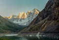 Fantastic calculation in the mountains of Altai on Shavlinsky lakes Royalty Free Stock Photo