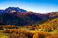 Mountains in autumn on a Sunny cloudless day. Great Caucasus range. Abkhazia. Georgia