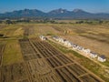 Aerial view of the landscape in the countryside of Lampang province of Thailand. Royalty Free Stock Photo