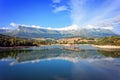 Mountains in basque country with a reservoir Royalty Free Stock Photo