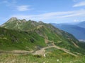 mountains beautiful view trees observation deck height sky clouds nature