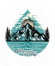 The mountains are calling adventure t shirt design illustration Royalty Free Stock Photo