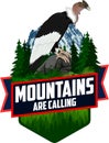 Mountains Are Calling. vector Outdoor Adventure Inspiring Motivation Emblem logo illustration with Andean condor