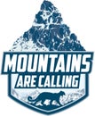 The Mountains Are Calling. vector Outdoor Adventure Inspiring Motivation Emblem logo with puma cougar