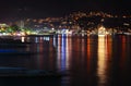 Mountains city at night. Black sea Royalty Free Stock Photo