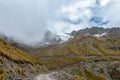 Mountains in clouds at Abra Mariano Llamoja, pass between Yanama and Totora, The Choquequirao trek, Peru Royalty Free Stock Photo