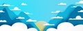 Mountains,clouds and blue sky.Nature landscape scenery banner background paper art style.Vector illustration Royalty Free Stock Photo