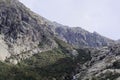 Mountains with clouds in the Restonica valley in Corsica Royalty Free Stock Photo