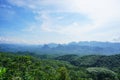 Mountains clouds sky and forest. Royalty Free Stock Photo