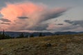 Mountains clouds sunset pink Royalty Free Stock Photo