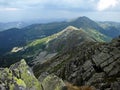 Mountains, rocks and clouds