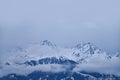 Mountains in cloudy weather, Kazakhstan, Qazaqstan, Almaty late autumn, winter, early spring. Panoramic view Royalty Free Stock Photo