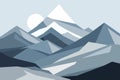 Cold mountains flat illustration. Abstract simple landscape. Blue and gray hills