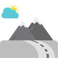 Mountains concept, road to the mountains, vector illustration Royalty Free Stock Photo