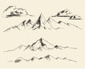 Mountains Contours Engraving Vector Hand Draw